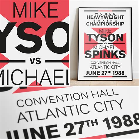 1988 MY Tyson vs Spinks Typography Boxing Poster | CHUNGKONG