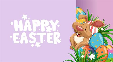 Easter Poster With Bunny And Painted Eggs 1109698 Vector Art At Vecteezy