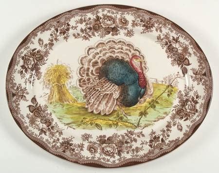 Tonquin Brown Multicolor Turkey Center Oval Serving Platter By