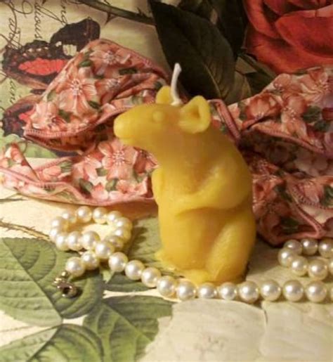 2 Beeswax Rat Mouse Candles