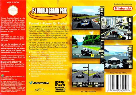 F 1 World Grand Prix 1998 Nintendo 64 Box Cover Art Mobygames