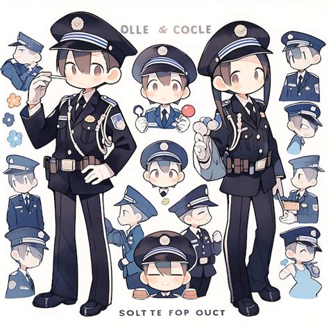 Premium AI Image | Anime Character Design Male Police Officer Uniform ...