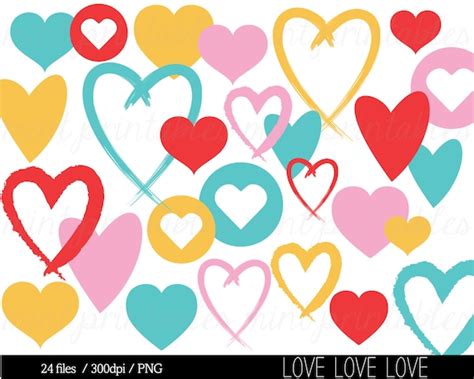 Heart Clipart Love Hearts Clip Art Valentine Clipart | Etsy