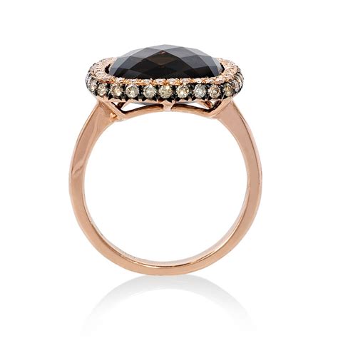 Ct Diamond And Smokey Topaz K Rose Gold Ring