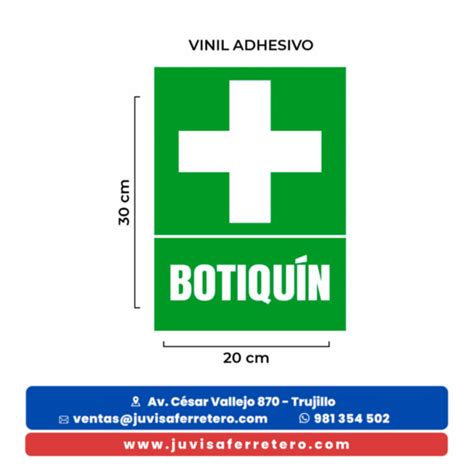 SEÑAL BOTIQUIN VINIL ADHESIVO 20X30 cm JUVISA FERRETERO SAC