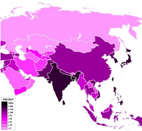 Países de Asia por densidad de población 2019 Saber es práctico