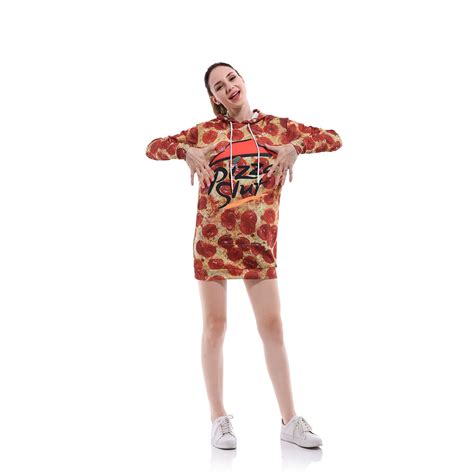 Buteefull 2018 New Long Slim Hoodie Pocket Hoodie 3d Pizza Food Printed