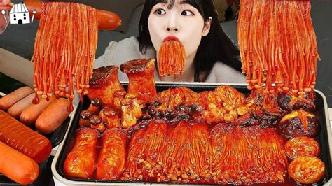 Asmr Mukbang 직접 만든 핵불닭 버섯 And 소세지 먹방 And 레시피 Fire Mushroom Eating 소세지 버섯 레시피