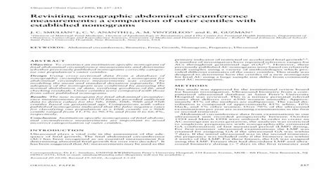 Revisiting Sonographic Abdominal Circumference Measurements A