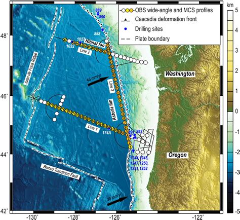 Bathymetric map of Juan de Fuca plate and US continental margin off... | Download Scientific Diagram