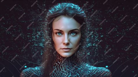 Generative Ai The Futuristic And Technological Face Of A Cyborg Woman