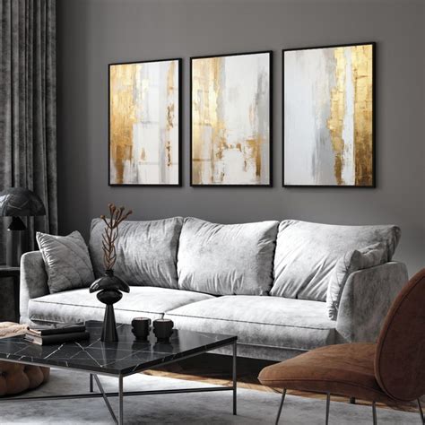 Quadro Decorativo Abstrato Dourado Moldura E Vidro Quarto Elo7