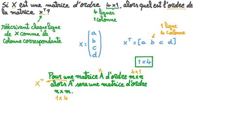 Vid O Question D Terminer Lordre Dune Matrice Transpos E Nagwa