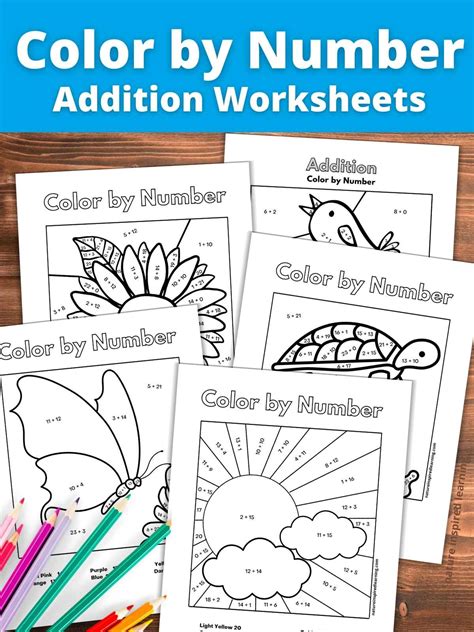 Addition Color By Number Worksheets Kindergarten Mom Addition