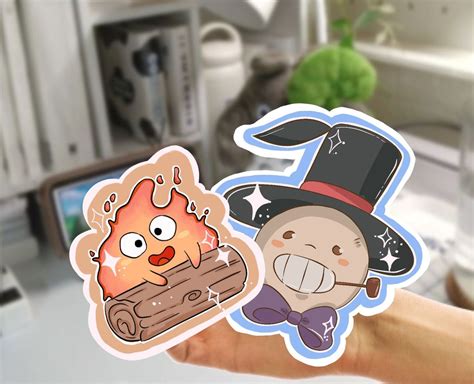 Cute Calcifer Stickers Studio Ghibli Stickers Howl S Etsy