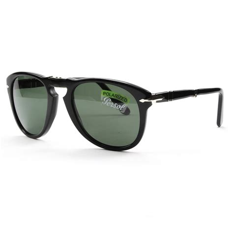 Persol 714 Folding Sunglasses 95/58 Black, Grey Green Polarized Lens ...