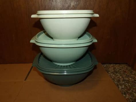 TUPPERWARE CLASSIC SERVALIER BOWL SET OF 3 FOREST SAGE GREEN 5 25 8