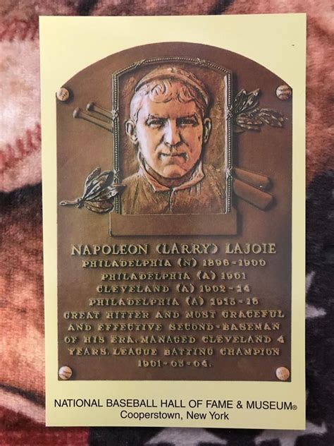 Napoleon Nap Lajoie Postcard Baseball Hall Of Fame Induction Plaque