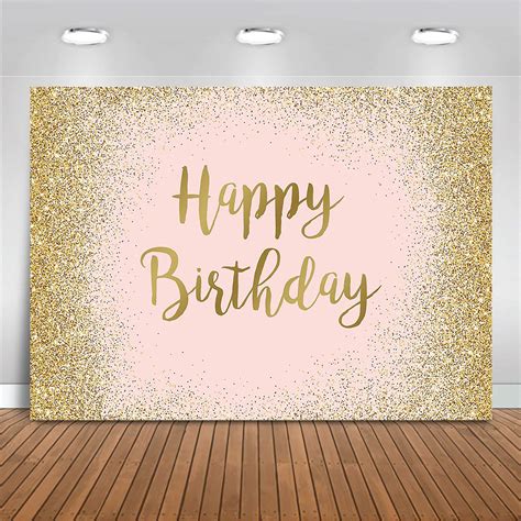 Buy Avezano 21x15m Pink And Rose Gold Happy Birthday Backdrop For Women Girls Glitter Birthday