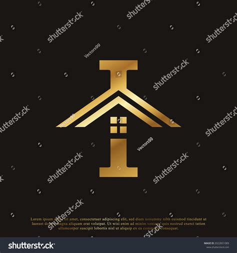 Initial Letter Home House Golden Logo Stock Vector Royalty Free