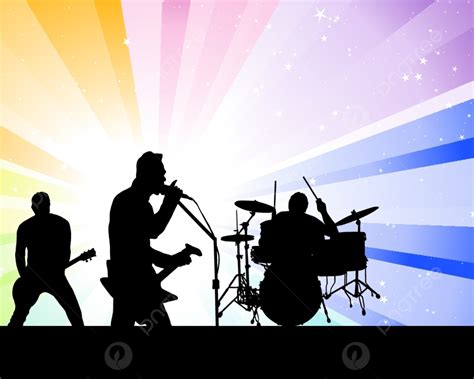 Rock Group Singers Theme Background Silhouette Illustrations Show