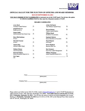 Fillable Online Official Ballot For The Election Of Officers And Board