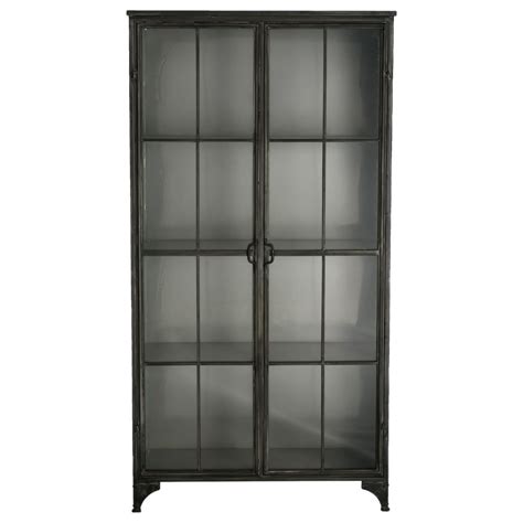 Vitrine Biblioth Que Gris Portes Etag Re Pas Cher