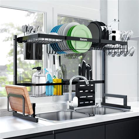 Kitsure Over The Sink Dish Drying Rack Tier With Adjustable Length