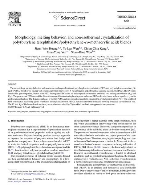 PDF Morphology Melting Behavior And Non Isothermal Crystallization