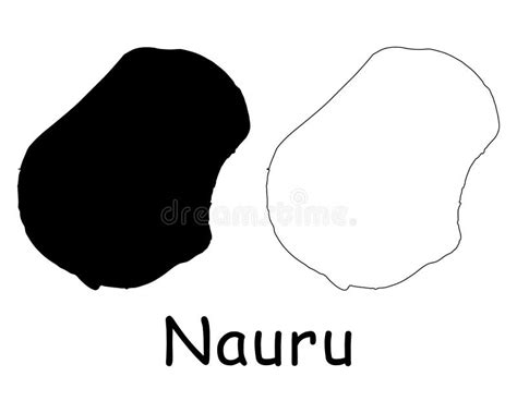 Nauru Country Map Black Silhouette And Outline Isolated On White