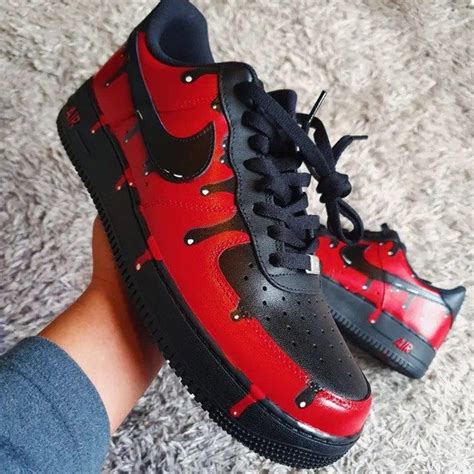 Custom Nike Air Force 1 Red Drip Hand Painted Gift Custom Etsy Nike