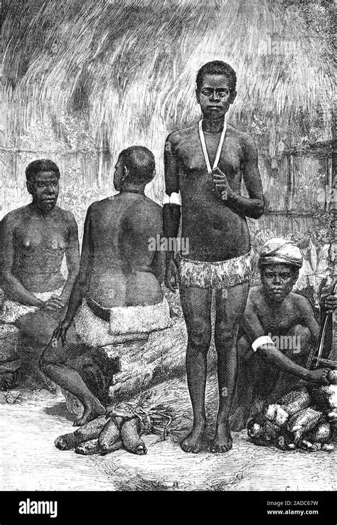 19th Century New Caledonian Tribe 1874 Illustration Of Indigenous Men