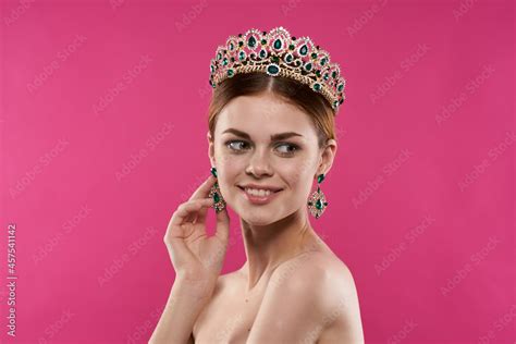 Attractive Woman Luxury Naked Shoulders Cosmetics Fashion Fun Studio Model Stock Photo Adobe Stock