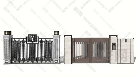 现代庭院门 模型su模型下载 Id113267012 建e室内设计网