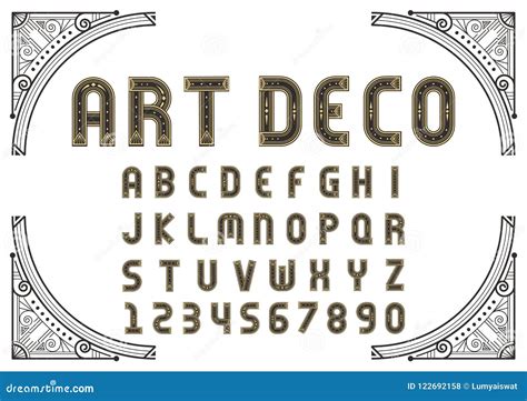 Art Deco Creative Fonts and Numbers Stock Illustration - Illustration ...