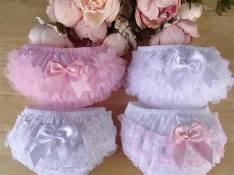 100 Cotton Baby Girl Lace Frilly Pants Knickers Christening Occasion 0