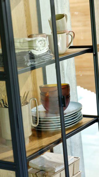 Display Cabinet TRAPPEDAL Oak Black JYSK