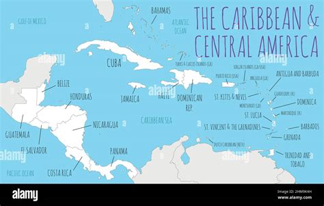 Political Map Of The Caribbean Isolated On White Highly Detailed Images