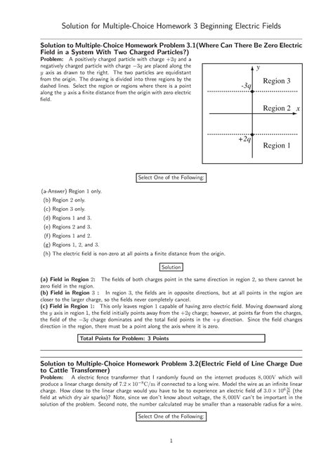 Solution MC Hwk 3 Solution For Homework 3 Beginning Electric Fields