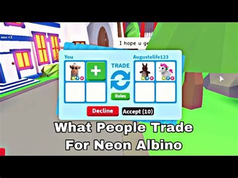 What People Trade For Neon Albino Adopt Me Roblox Mrrich Youtube