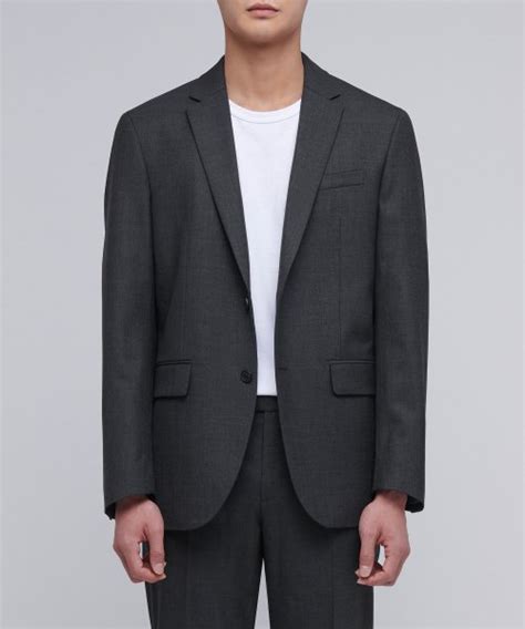 MUSINSA MUSINSA STANDARD BASIC WOOL BLAZER CHARCOAL GRAY