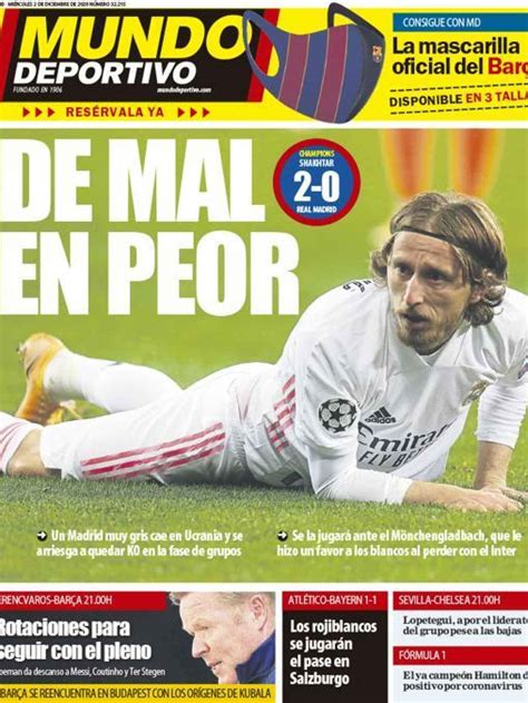 La portada del diario Mundo Deportivo (02/12/2020)