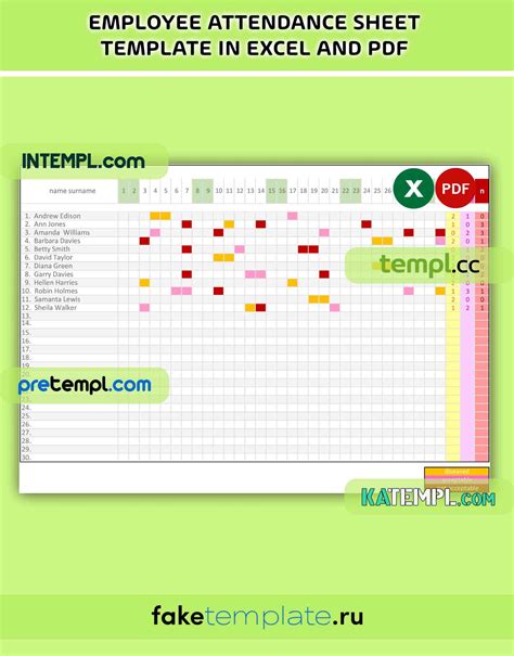 employee attendance sheet template Excel and PDF download template