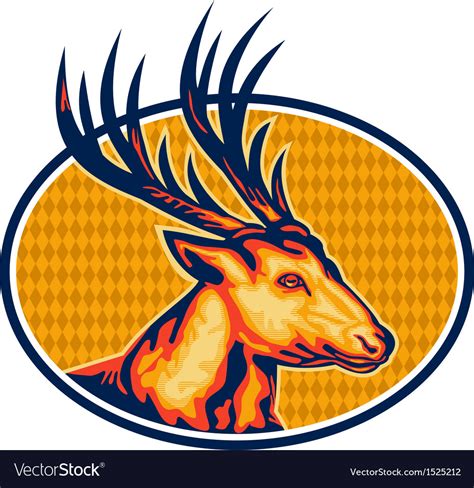 Deer Stag Buck Head Retro Royalty Free Vector Image