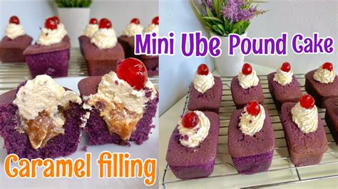 Mini Ube Pound Cake With Caramel Filling Moist Ube Cake Recipe Youtube