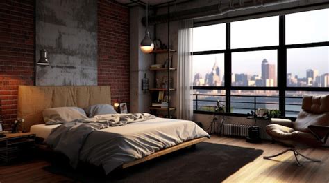 Premium Photo | Bedroom decor home interior design Industrial Urban style