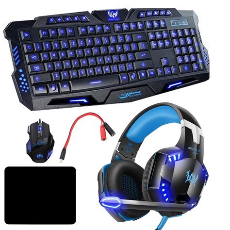 Backlit Wired Gaming Keyboard and Mouse Combo with LED Gaming Headset ...