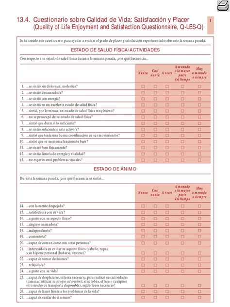 Cuestionario Calidad De Vida Pdf