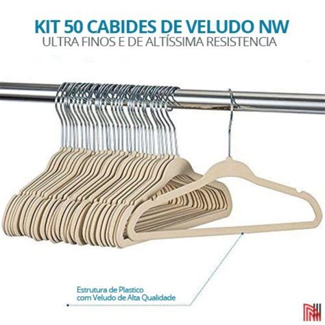 Kit Cabides Veludo Bege Slim Antideslizante Adulto New Concept