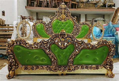 Teak Wood Wooden Carved Maharaja Double Bed With Storage At Rs